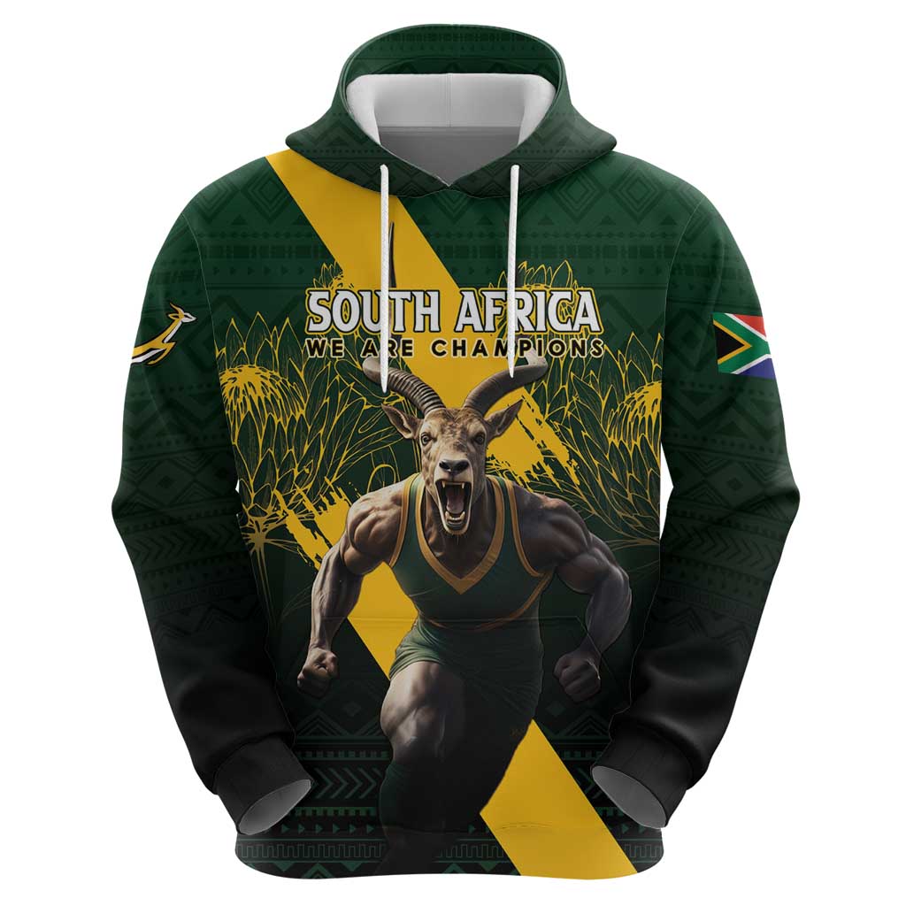 Personalised South Africa Rugby Hoodie Proud Bokke We Are Champions LT7