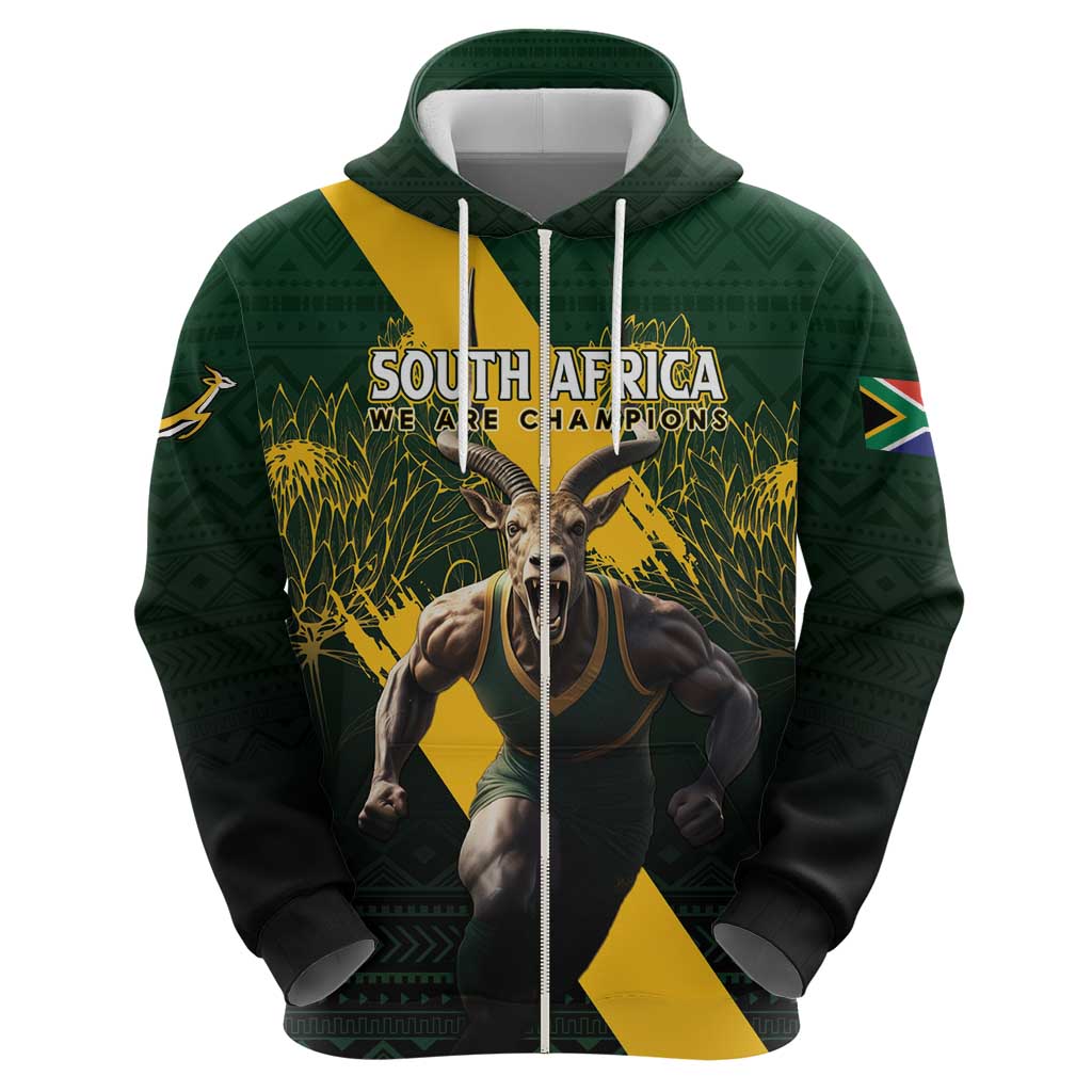 Personalised South Africa Rugby Hoodie Proud Bokke We Are Champions LT7
