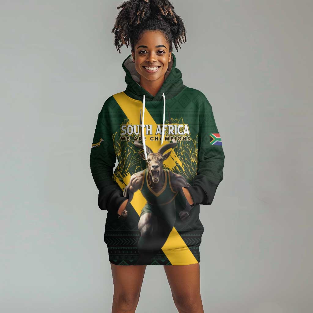 Personalised South Africa Rugby Hoodie Dress Proud Bokke We Are Champions LT7