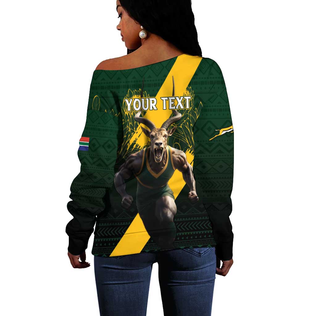 Personalised South Africa Rugby Off Shoulder Sweater Proud Bokke We Are Champions LT7