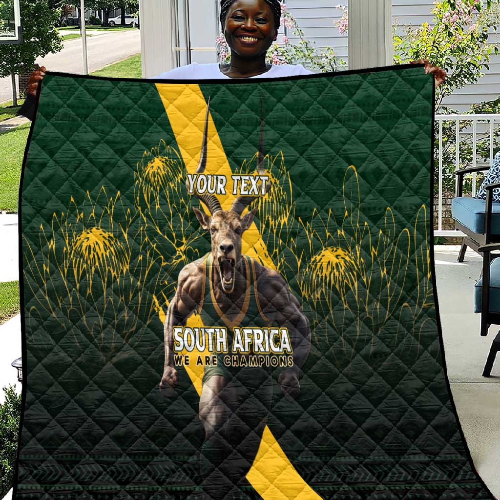 Personalised South Africa Rugby Quilt Proud Bokke We Are Champions LT7