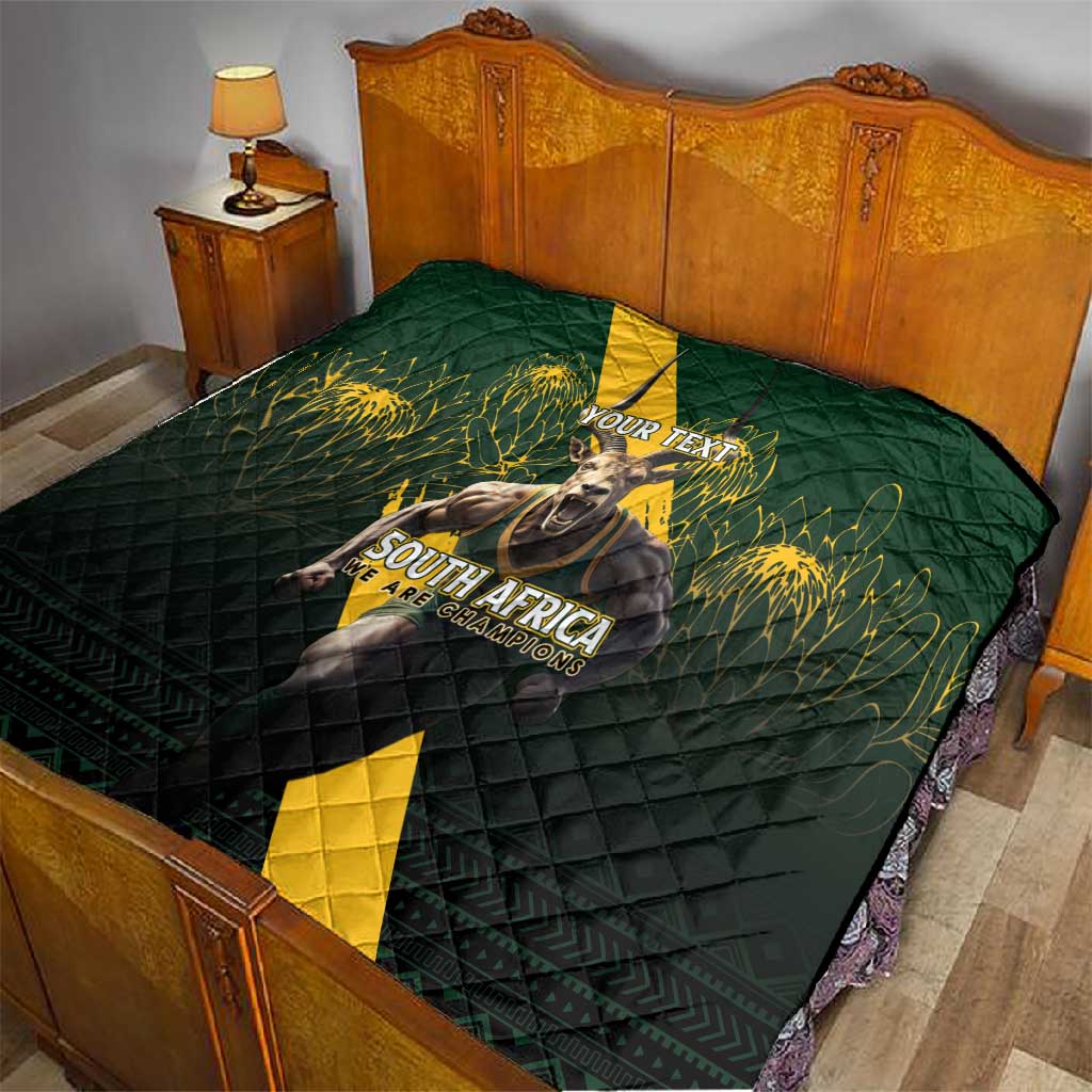 Personalised South Africa Rugby Quilt Proud Bokke We Are Champions LT7