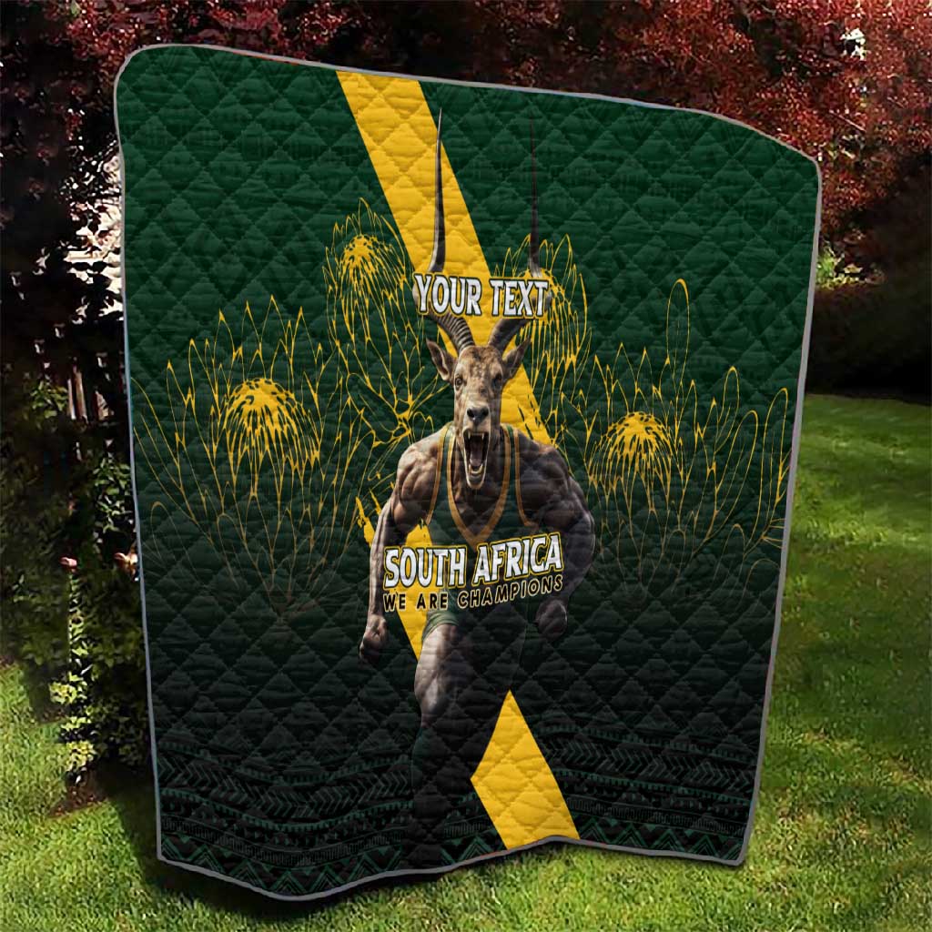 Personalised South Africa Rugby Quilt Proud Bokke We Are Champions LT7