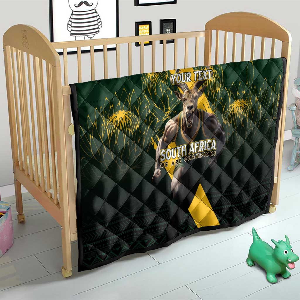 Personalised South Africa Rugby Quilt Proud Bokke We Are Champions LT7