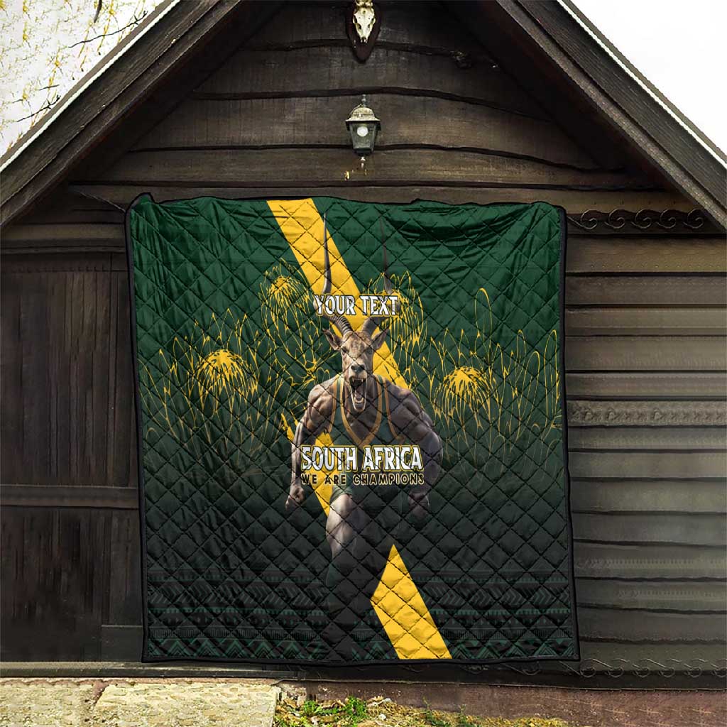 Personalised South Africa Rugby Quilt Proud Bokke We Are Champions LT7