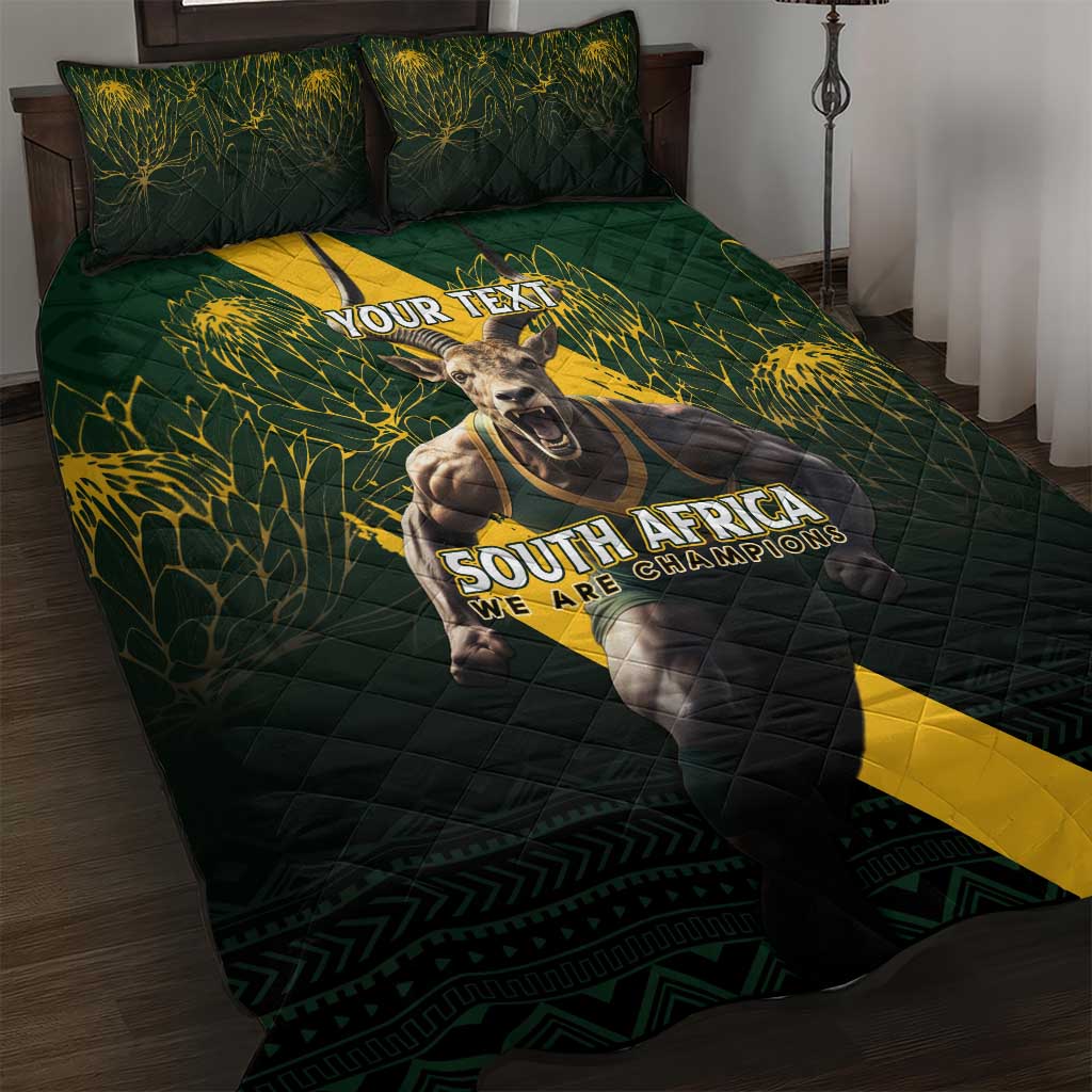 Personalised South Africa Rugby Quilt Bed Set Proud Bokke We Are Champions LT7