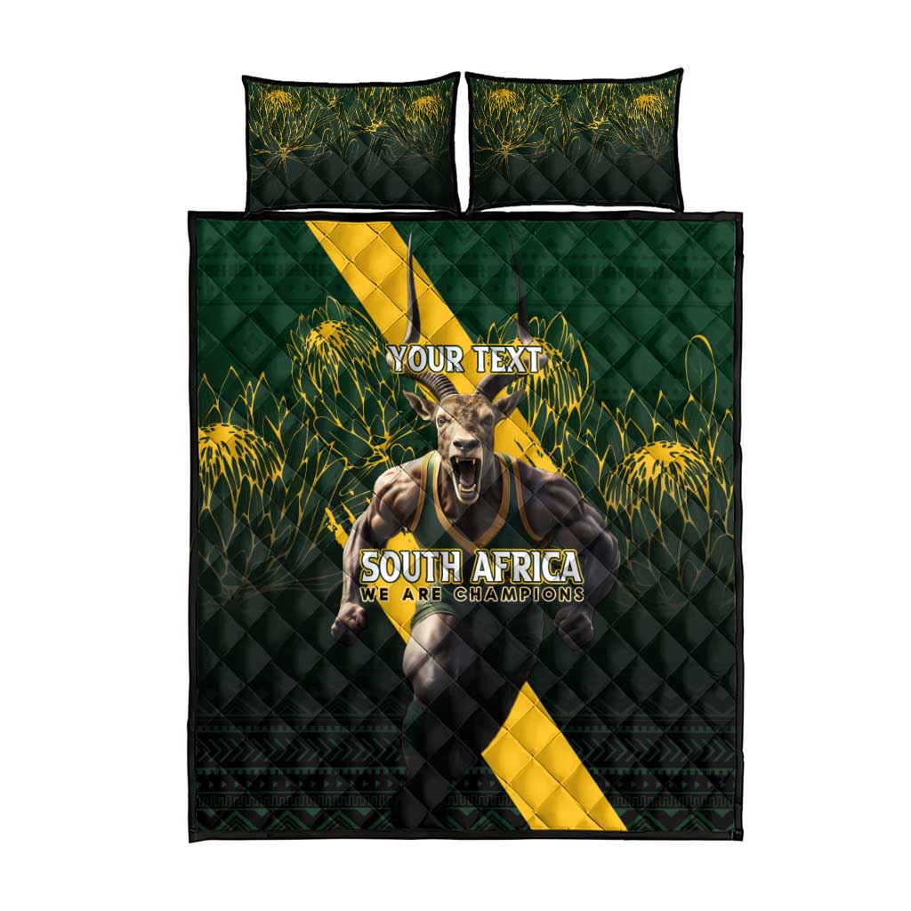 Personalised South Africa Rugby Quilt Bed Set Proud Bokke We Are Champions LT7