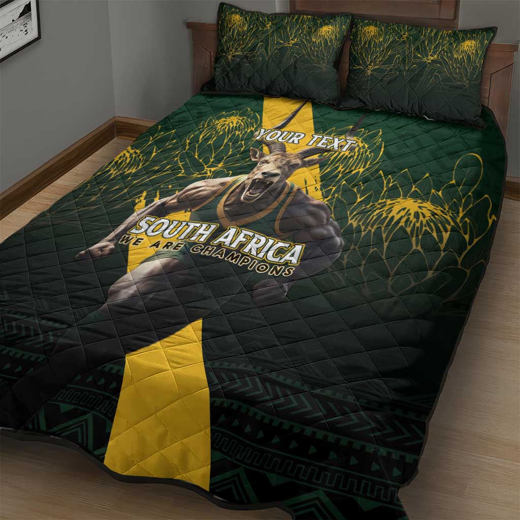 Personalised South Africa Rugby Quilt Bed Set Proud Bokke We Are Champions LT7