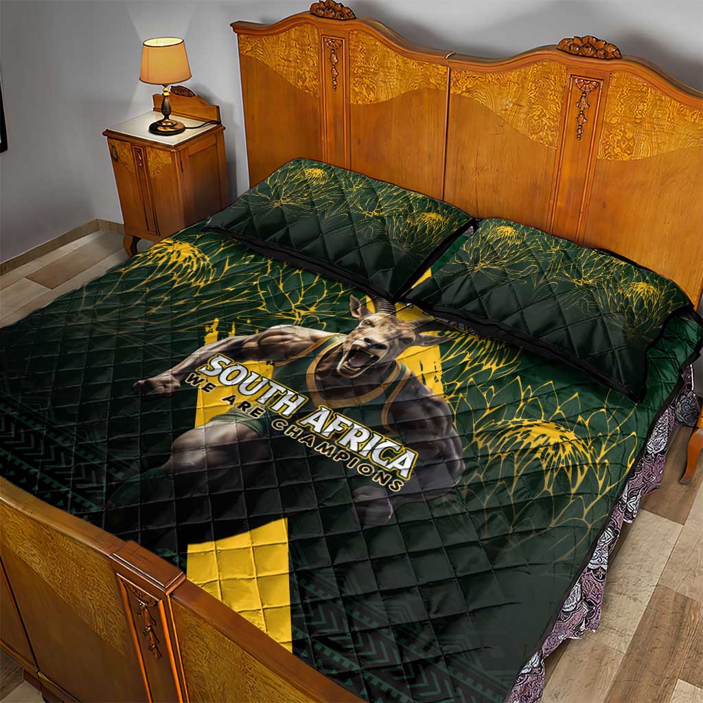 Personalised South Africa Rugby Quilt Bed Set Proud Bokke We Are Champions LT7