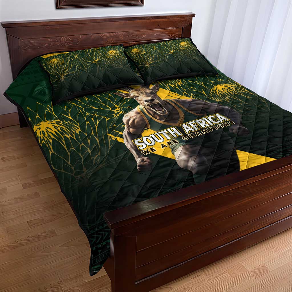Personalised South Africa Rugby Quilt Bed Set Proud Bokke We Are Champions LT7