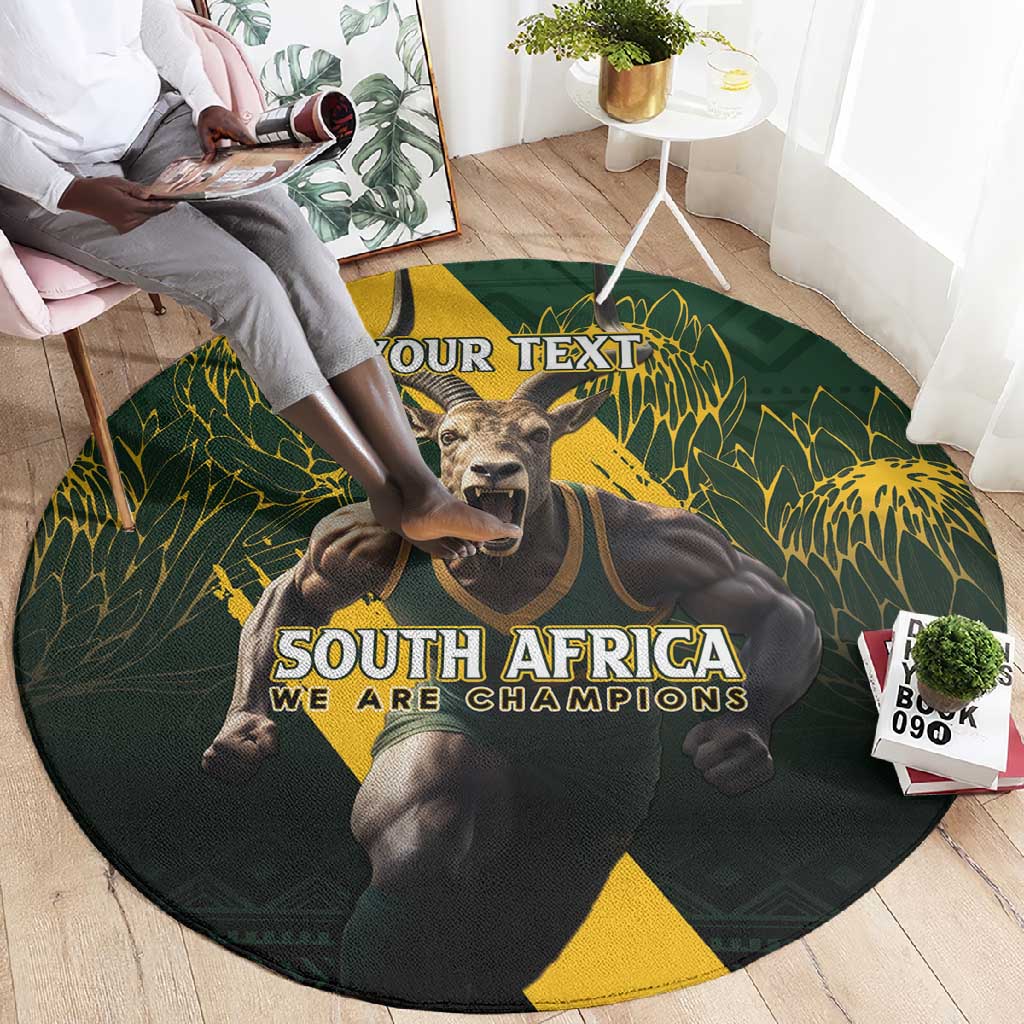 Personalised South Africa Rugby Round Carpet Proud Bokke We Are Champions LT7