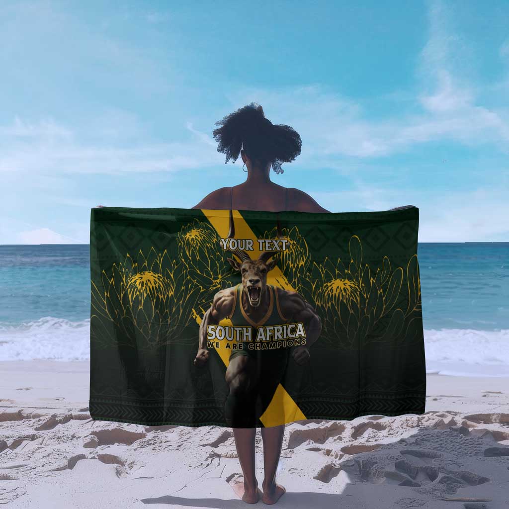 Personalised South Africa Rugby Sarong Proud Bokke We Are Champions LT7