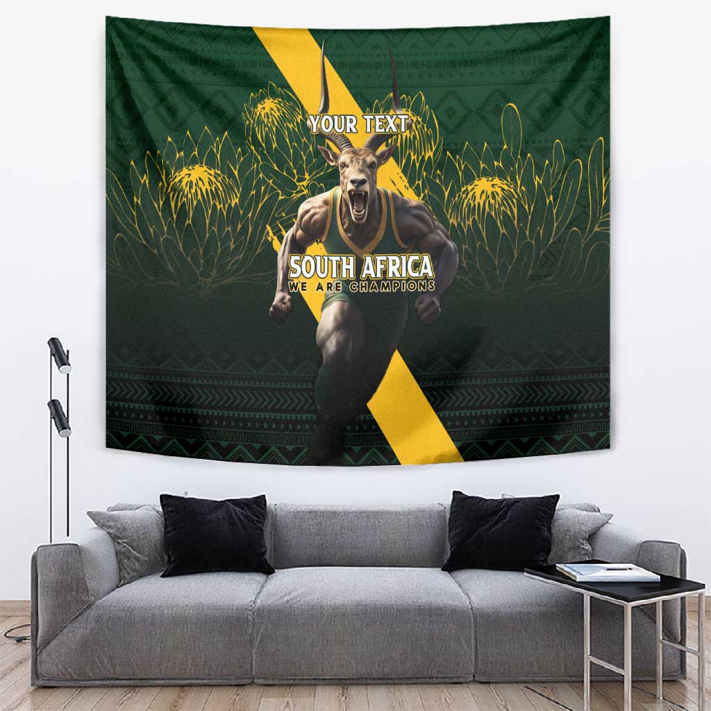 Personalised South Africa Rugby Tapestry Proud Bokke We Are Champions LT7