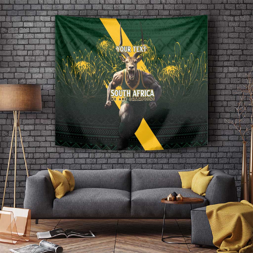 Personalised South Africa Rugby Tapestry Proud Bokke We Are Champions LT7