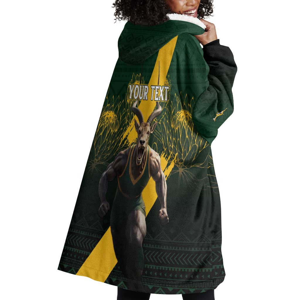 Personalised South Africa Rugby Wearable Blanket Hoodie Proud Bokke We Are Champions LT7