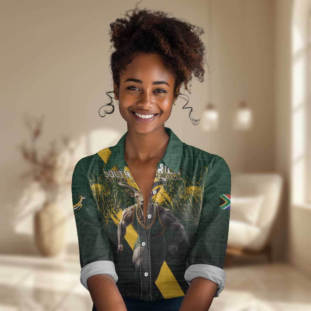 Personalised South Africa Rugby Women Casual Shirt Proud Bokke We Are Champions LT7