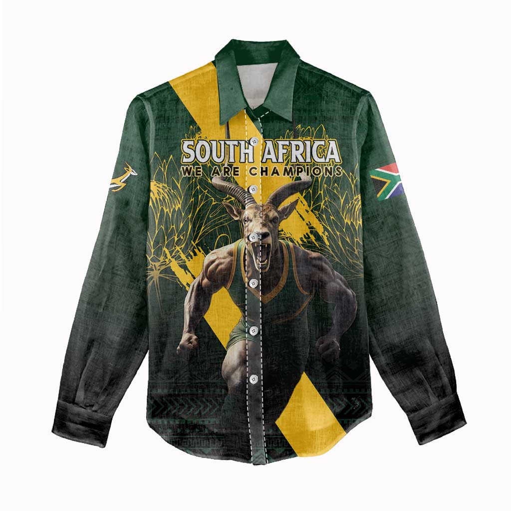 Personalised South Africa Rugby Women Casual Shirt Proud Bokke We Are Champions LT7