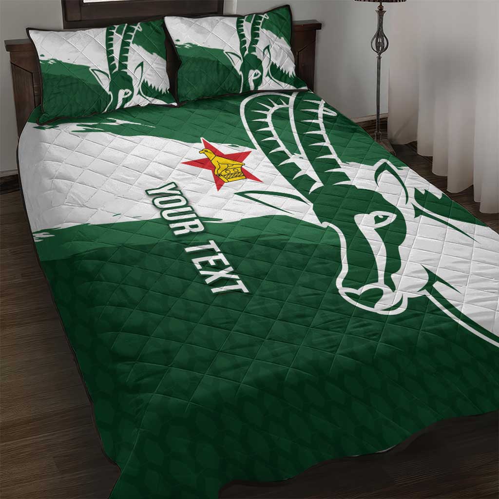 Zimbabwe Rugby Personalized Grunge Quilt Bed Set Go Sables LT7