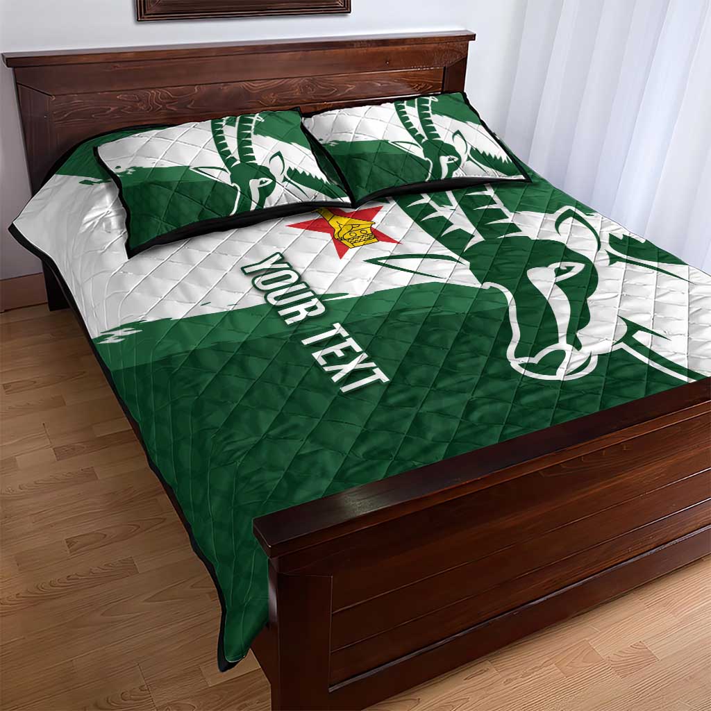 Zimbabwe Rugby Personalized Grunge Quilt Bed Set Go Sables LT7