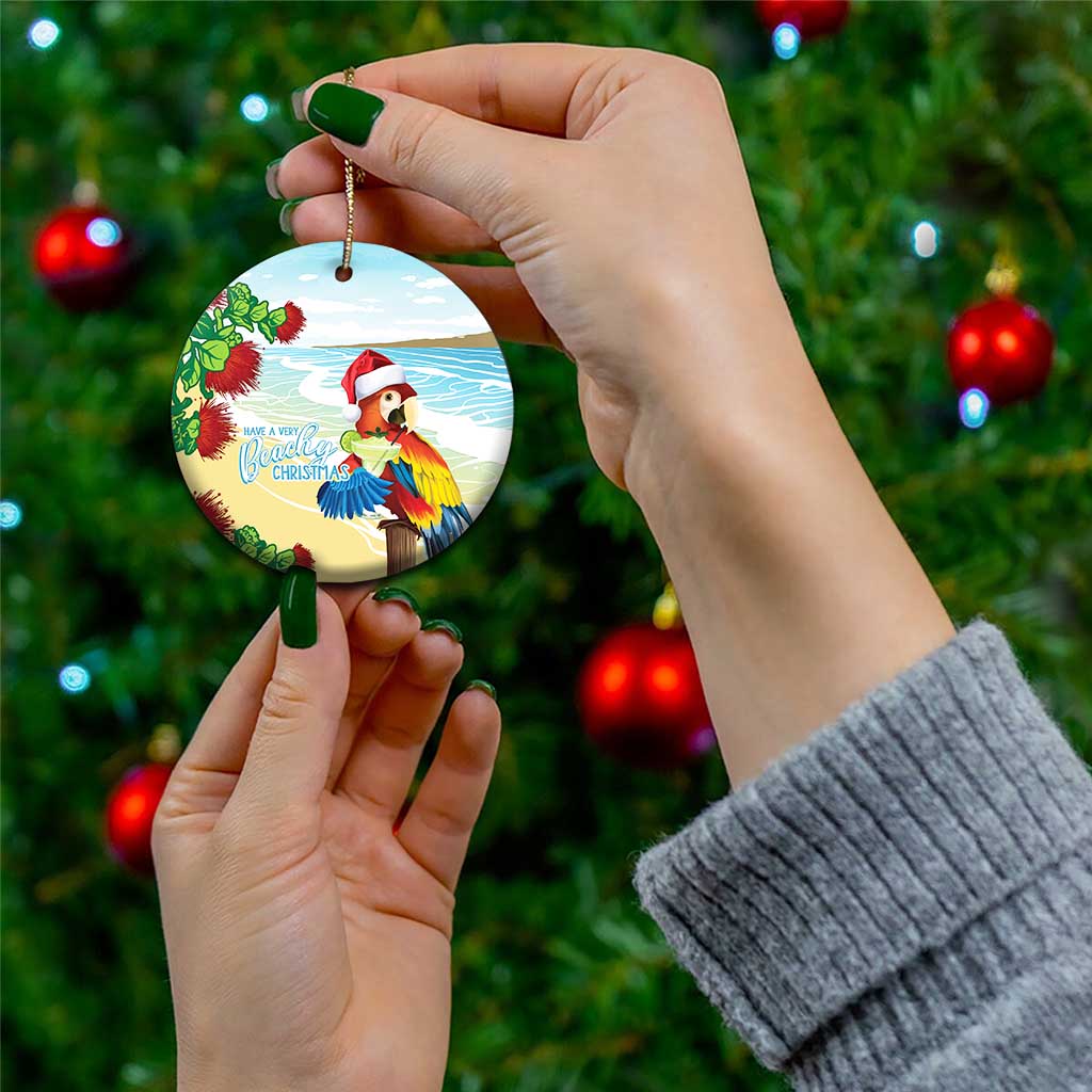 Have A Very Beach Christmas Ceramic Ornament Parrot By Lehua Flower LT7