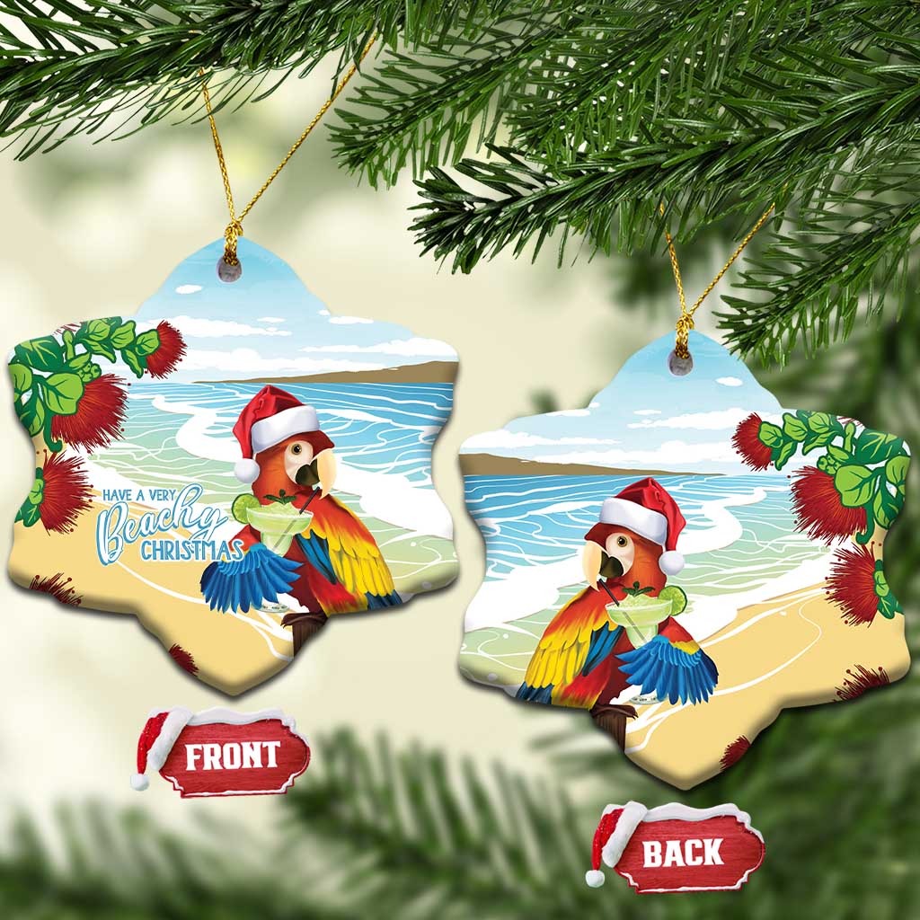 Have A Very Beach Christmas Ceramic Ornament Parrot By Lehua Flower LT7