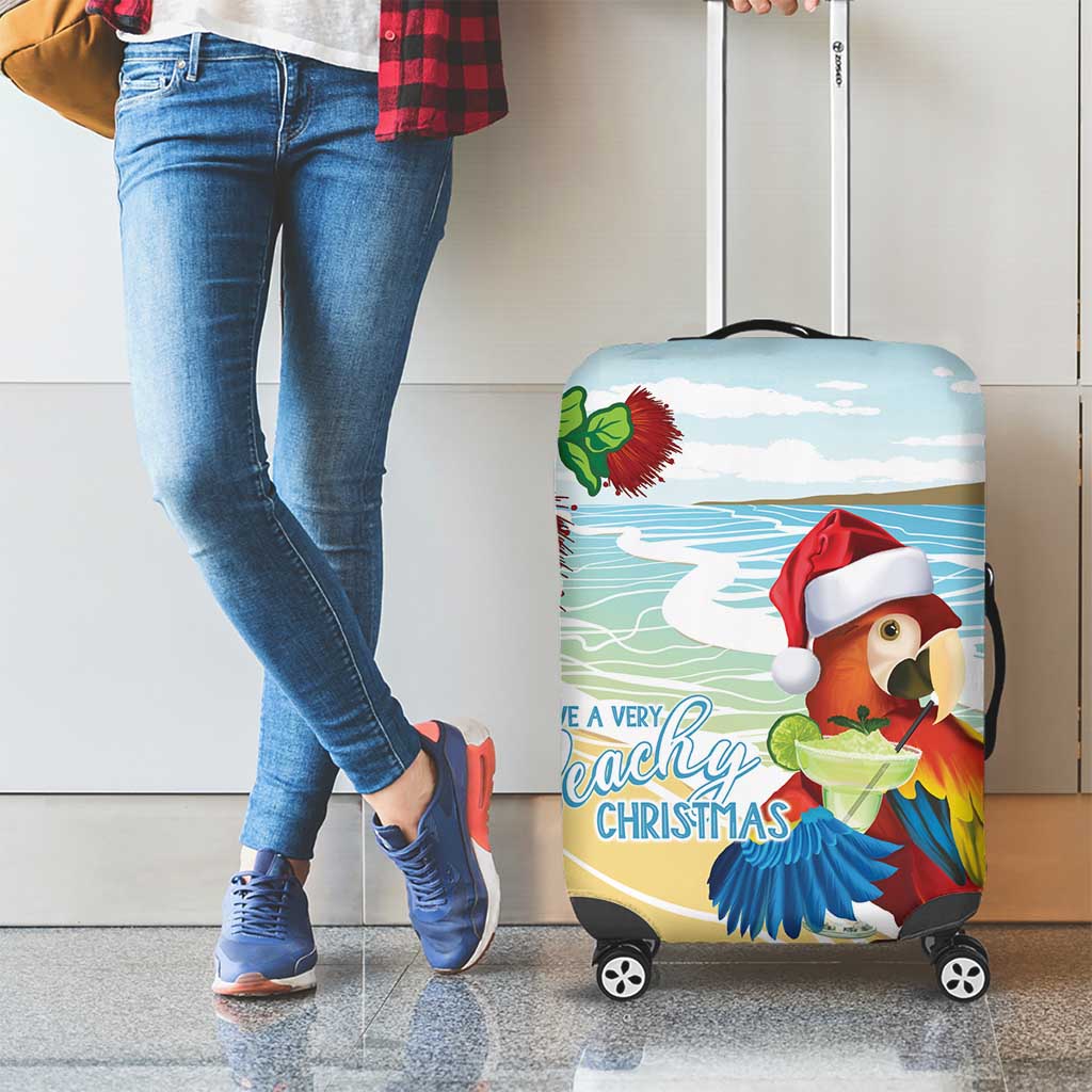 Have A Very Beach Christmas Luggage Cover Parrot By Lehua Flower LT7