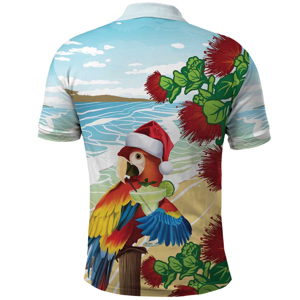 Have A Very Beach Christmas Polo Shirt Parrot By Lehua Flower LT7