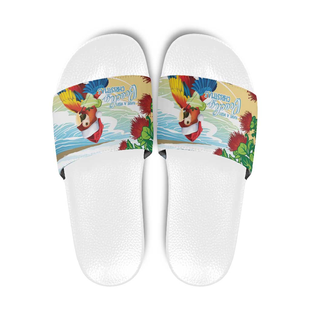 Have A Very Beach Christmas Slide Sandals Parrot By Lehua Flower LT7