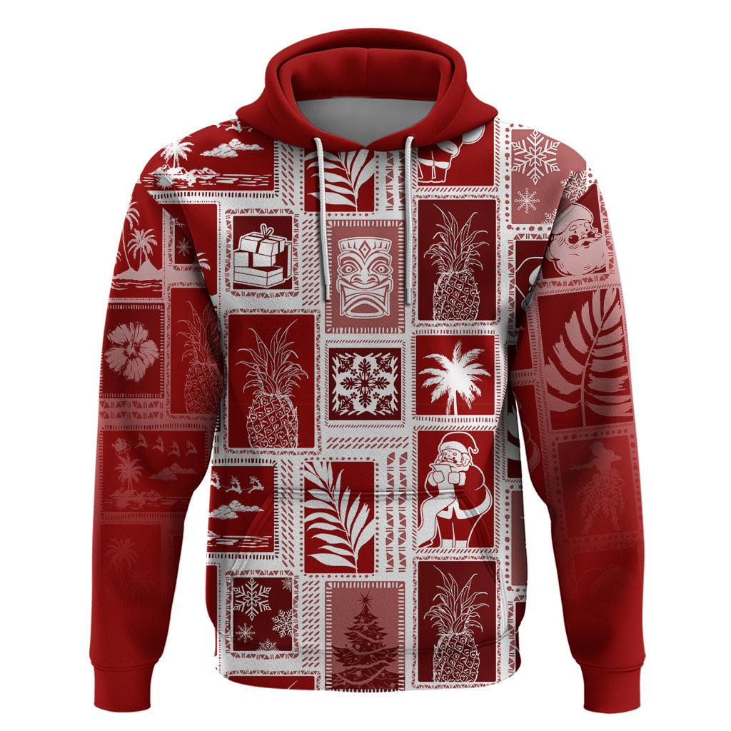 Hawaii Christmas Retro Patchwork Hoodie Red LT7