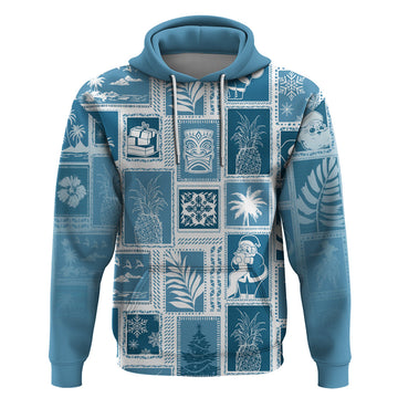 Hawaii Christmas Retro Patchwork Hoodie Aquamarine LT7
