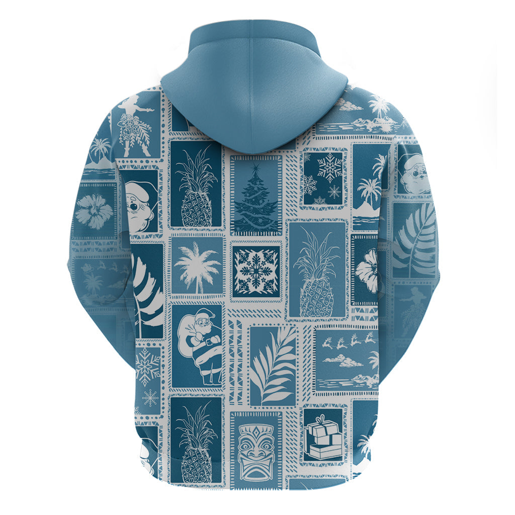 Hawaii Christmas Retro Patchwork Hoodie Aquamarine LT7