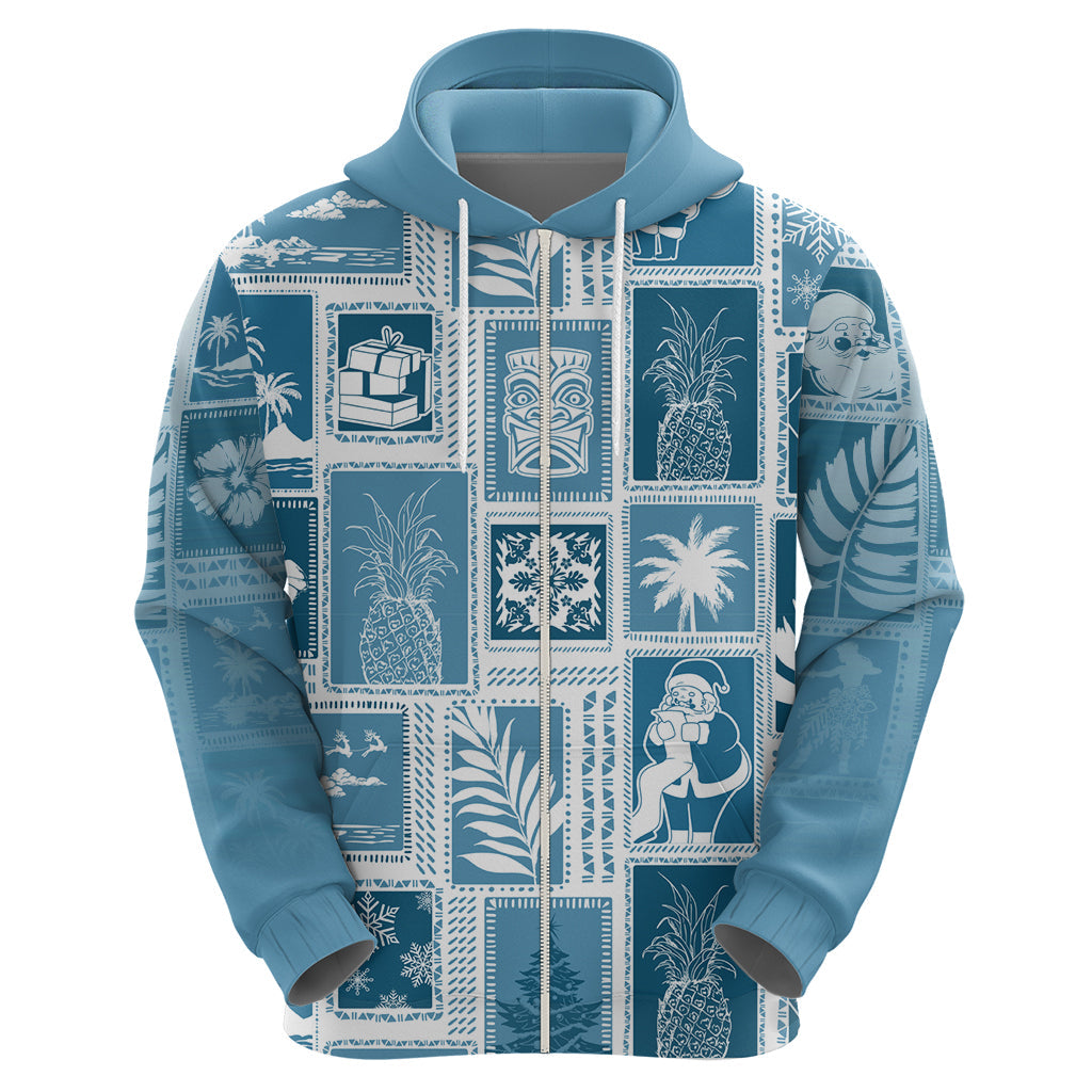 Hawaii Christmas Retro Patchwork Hoodie Aquamarine LT7