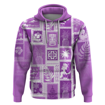 Hawaii Christmas Retro Patchwork Hoodie Violet LT7