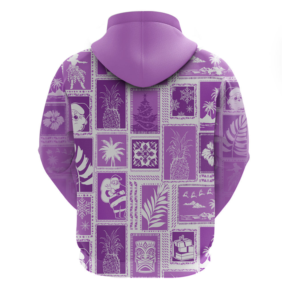 Hawaii Christmas Retro Patchwork Hoodie Violet LT7