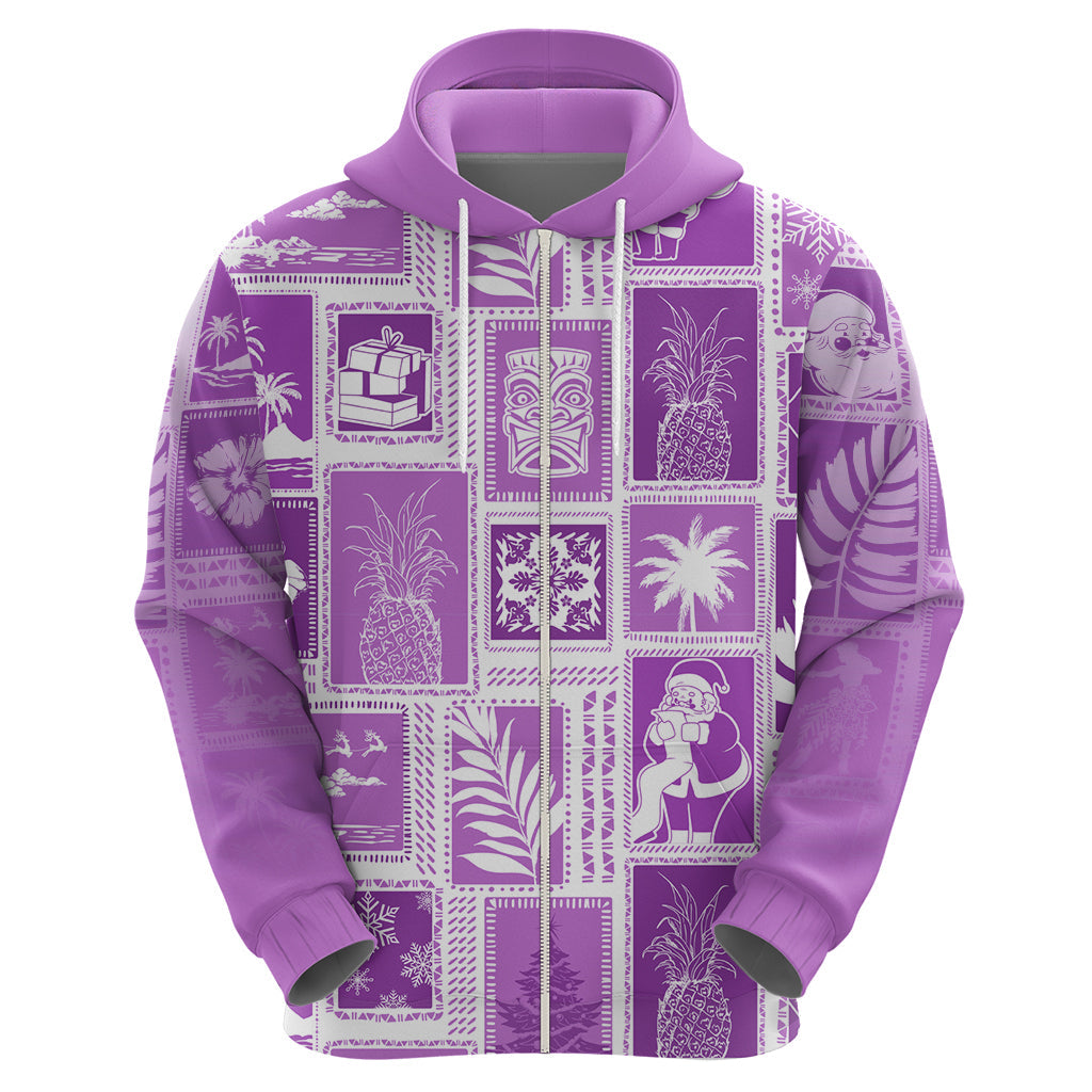 Hawaii Christmas Retro Patchwork Hoodie Violet LT7