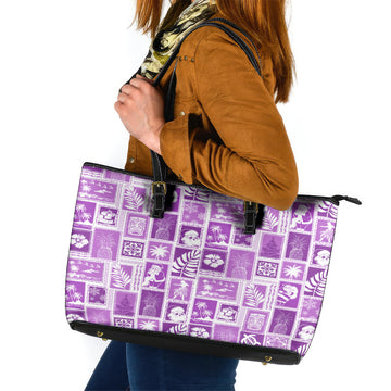 Hawaii Christmas Retro Patchwork Leather Tote Bag Violet LT7