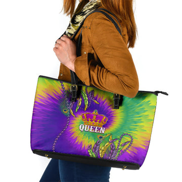 Mardi Gras Leather Tote Bag Tie-dye Style - Queen LT7