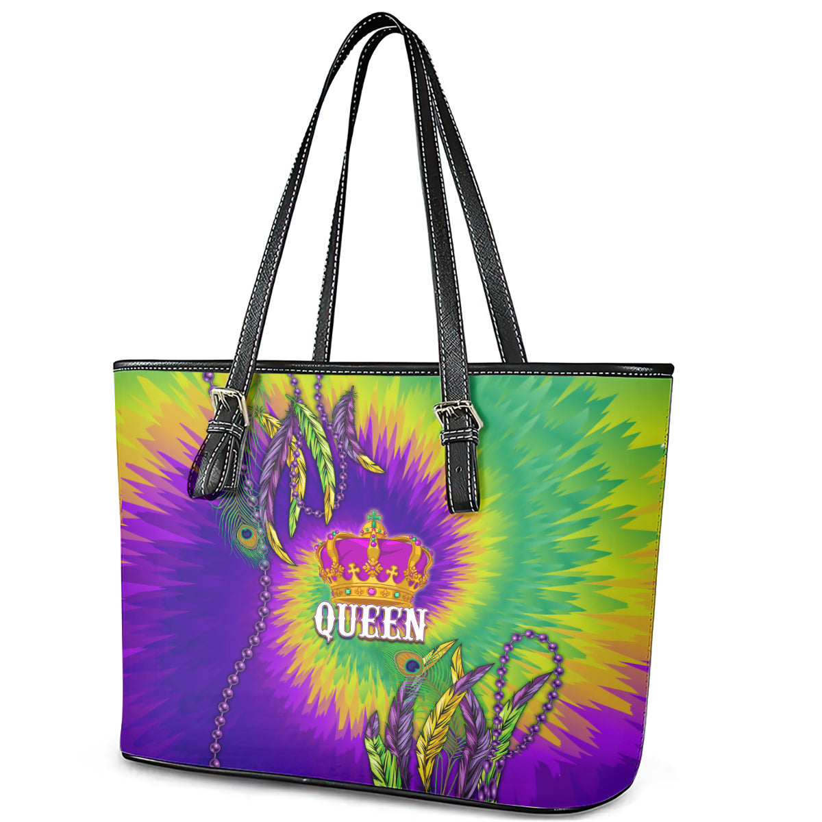 Mardi Gras Leather Tote Bag Tie-dye Style - Queen LT7