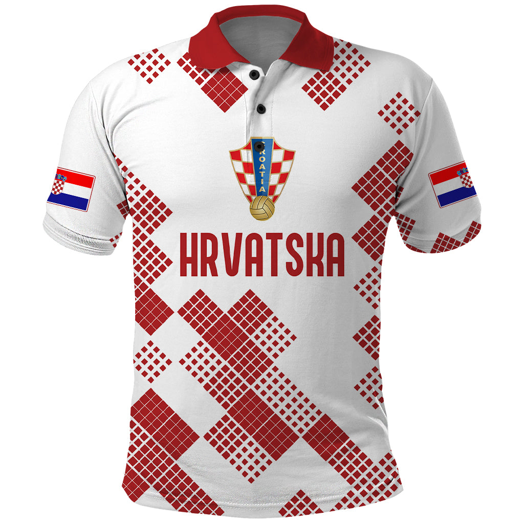 Personalised Croatia Football Polo Shirt Champions Hrvatska - Mosaic Style LT7
