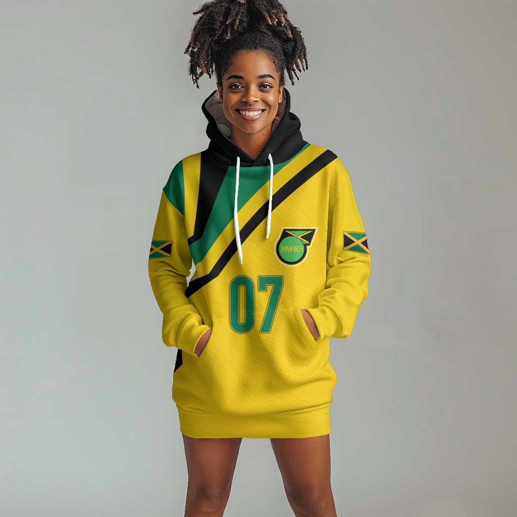 Personalised Jamaica Football Hoodie Dress Reggae Boyz Retro WC 1998 Inspired LT7