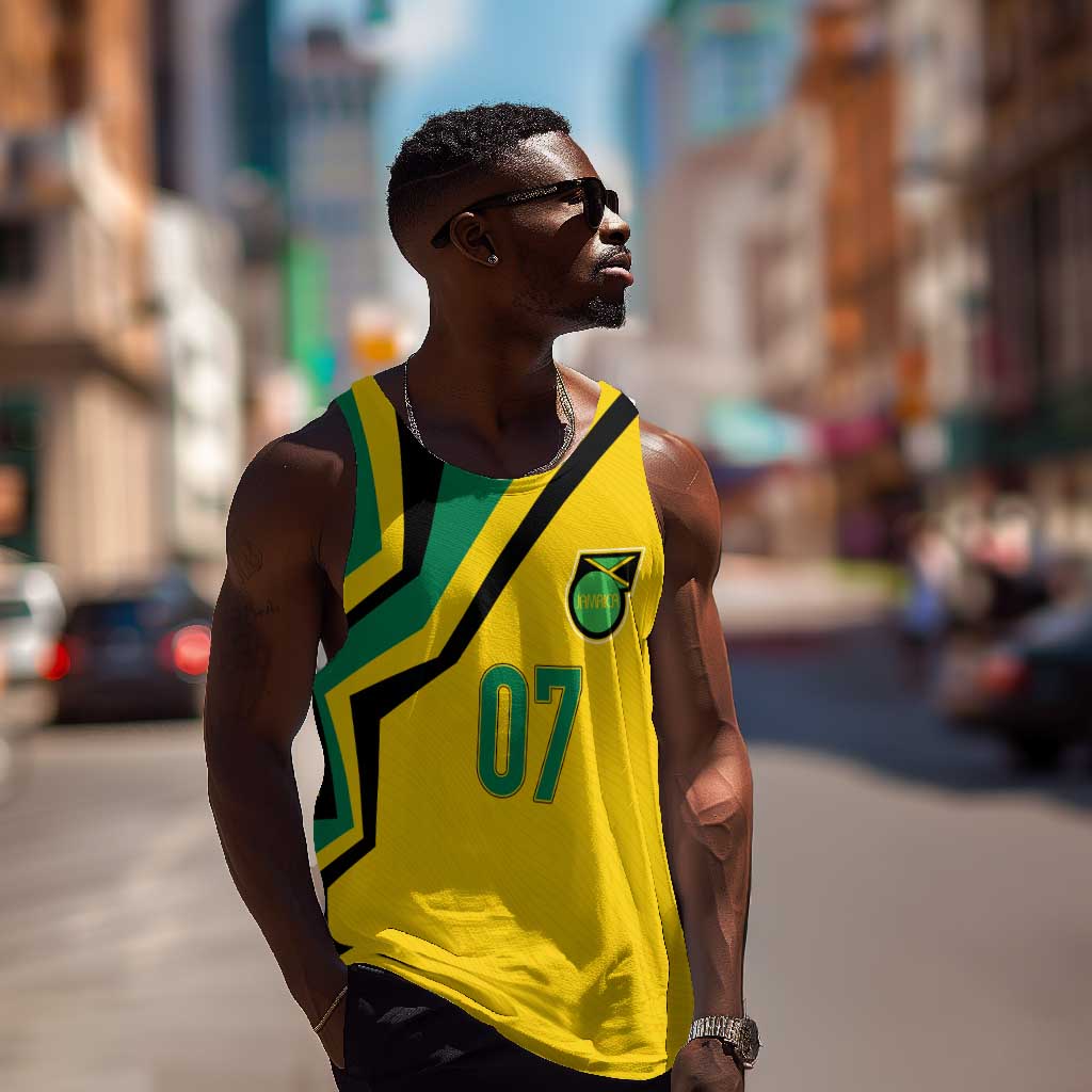 Personalised Jamaica Football Men Tank Top Reggae Boyz Retro WC 1998 Inspired LT7