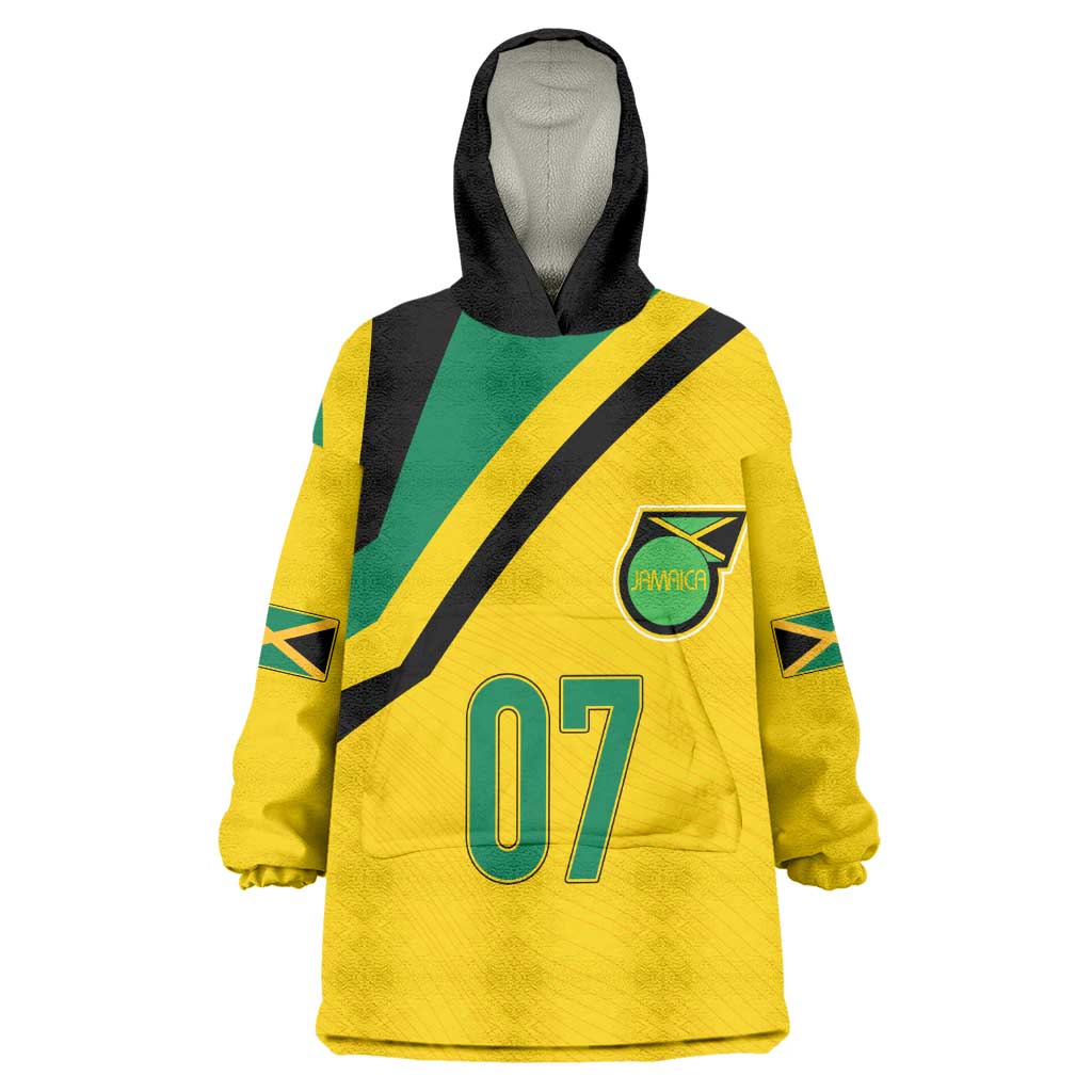 Personalised Jamaica Football Wearable Blanket Hoodie Reggae Boyz Retro WC 1998 Inspired LT7