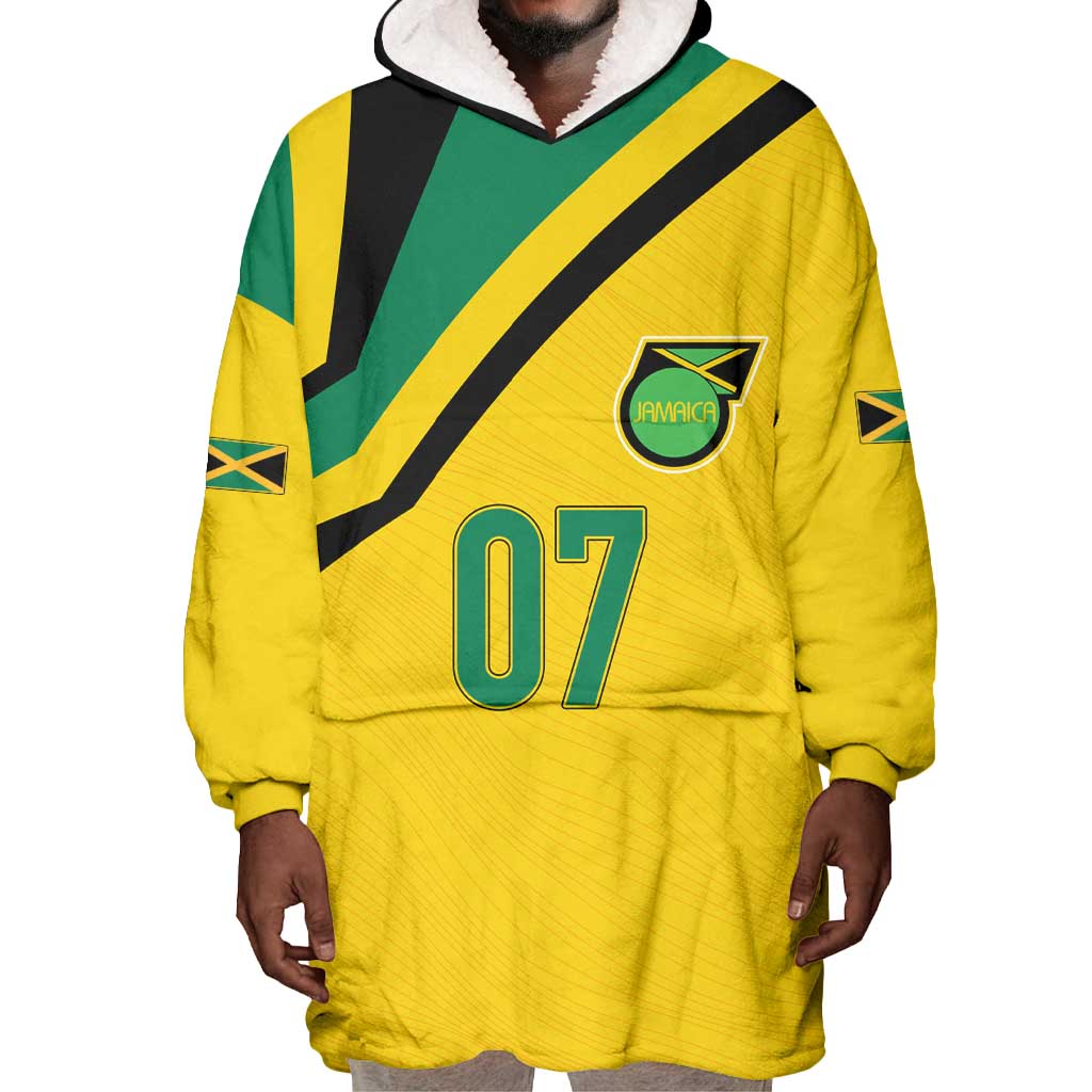 Personalised Jamaica Football Wearable Blanket Hoodie Reggae Boyz Retro WC 1998 Inspired LT7