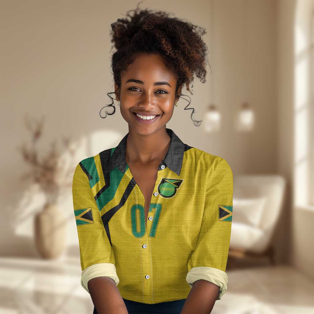 Personalised Jamaica Football Women Casual Shirt Reggae Boyz Retro WC 1998 Inspired LT7