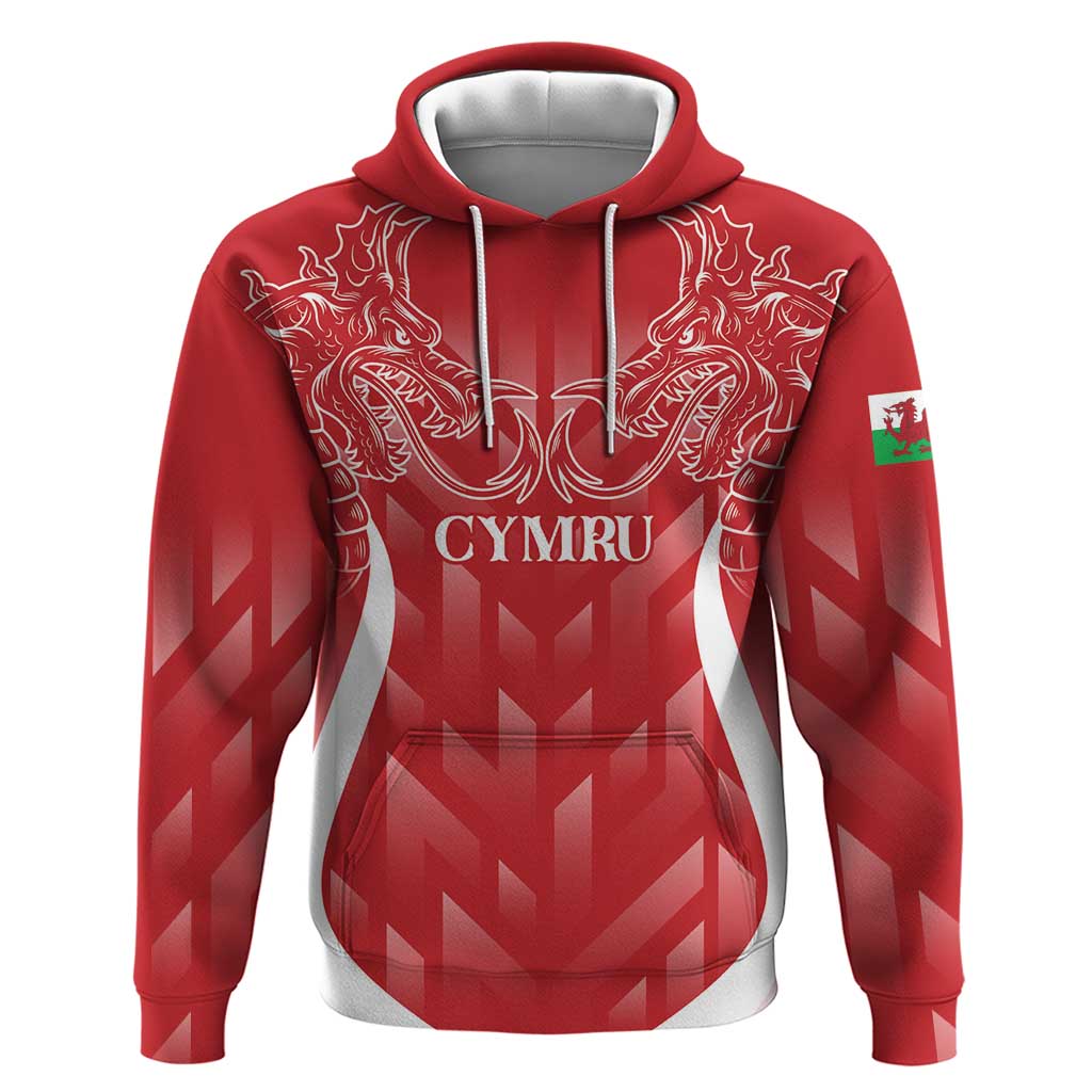Wales Rugby Personalised Hoodie Heraldic Dragon Basic Red LT7