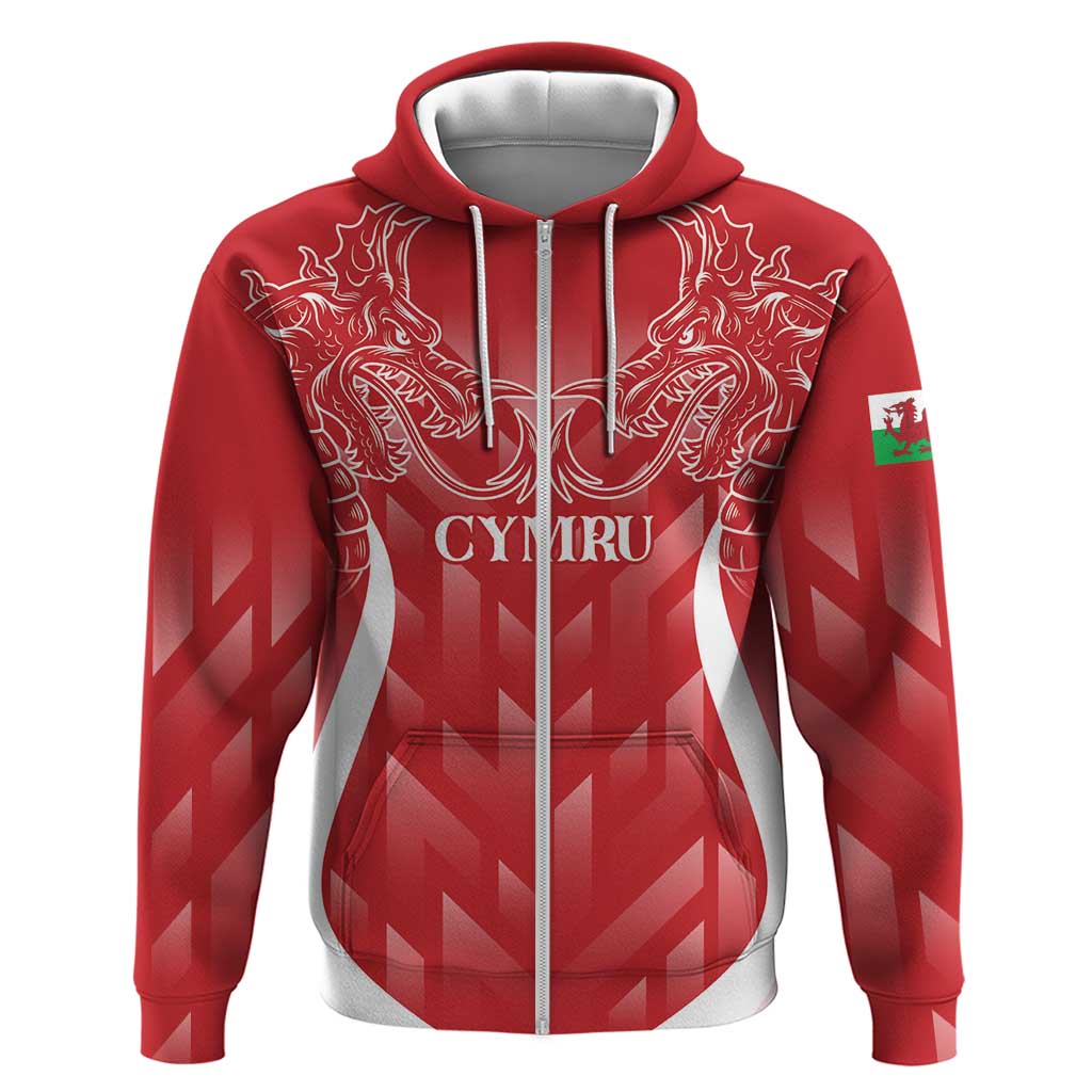 Wales Rugby Personalised Hoodie Heraldic Dragon Basic Red LT7