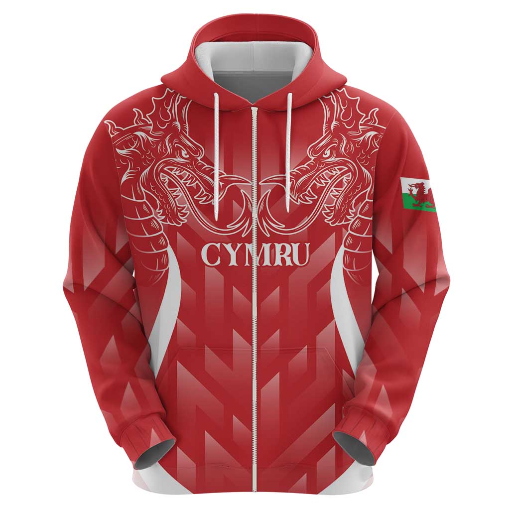 Wales Rugby Personalised Hoodie Heraldic Dragon Basic Red LT7
