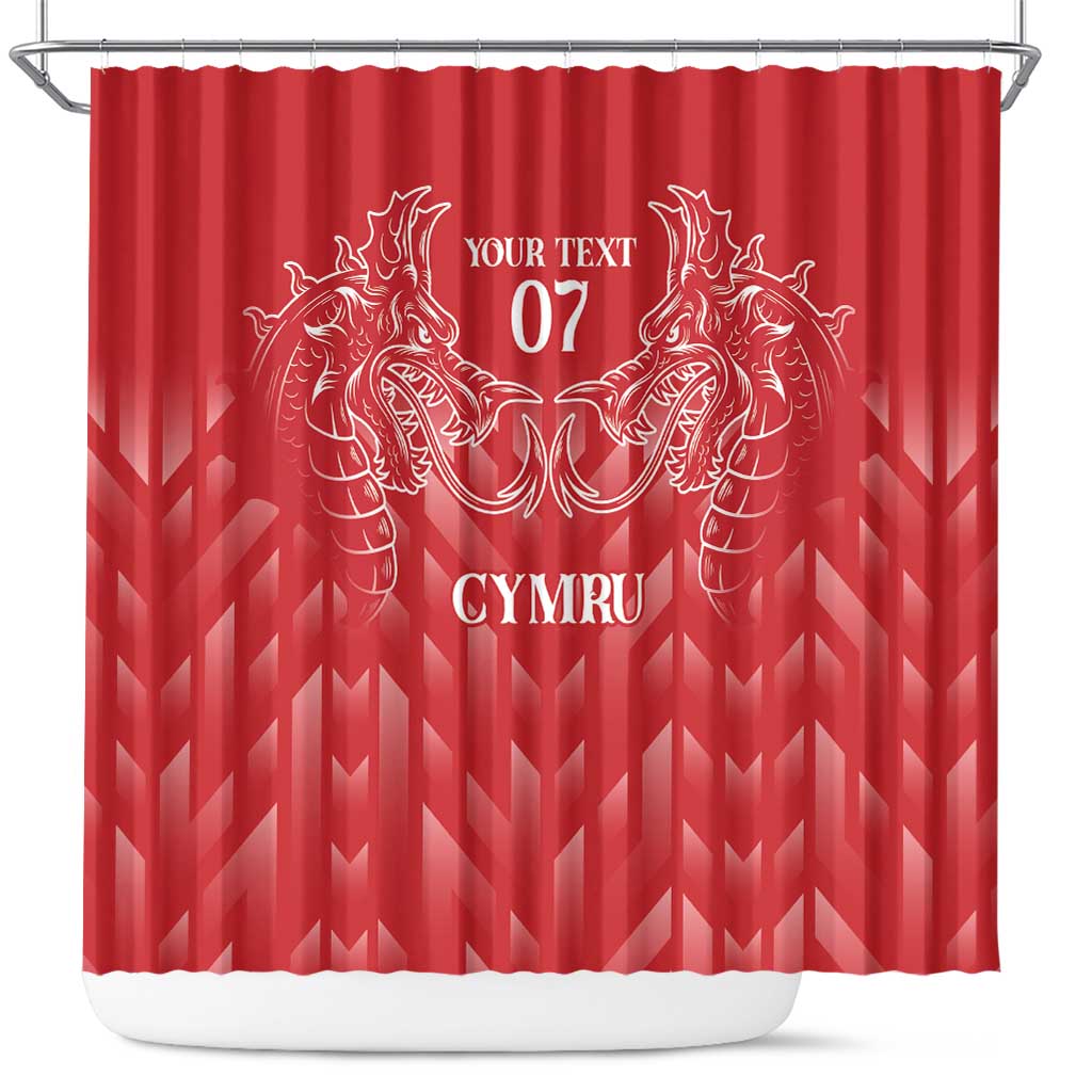 Wales Rugby Personalised Shower Curtain Heraldic Dragon Basic Red LT7
