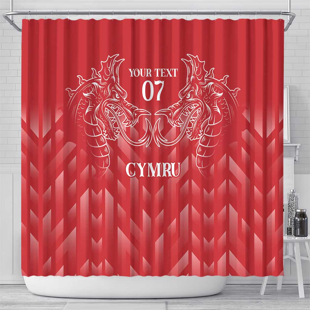 Wales Rugby Personalised Shower Curtain Heraldic Dragon Basic Red LT7