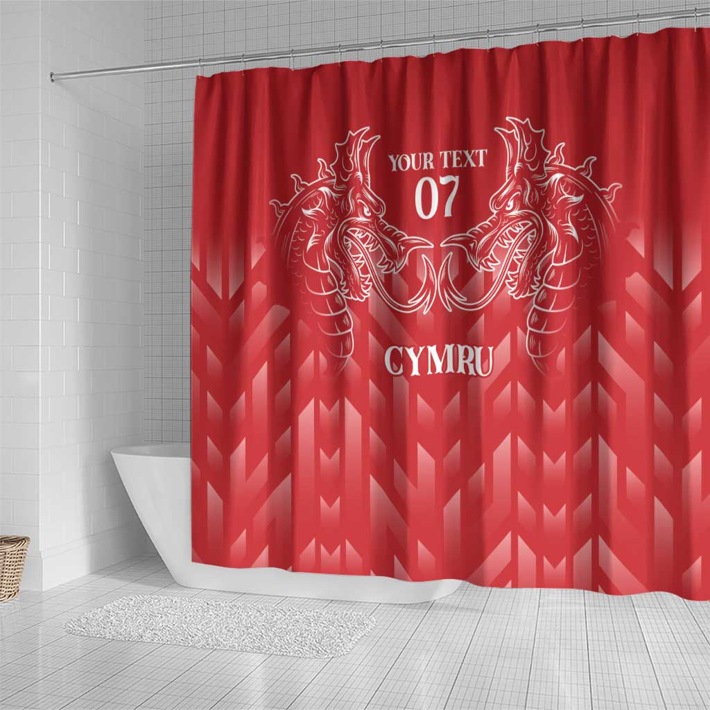 Wales Rugby Personalised Shower Curtain Heraldic Dragon Basic Red LT7